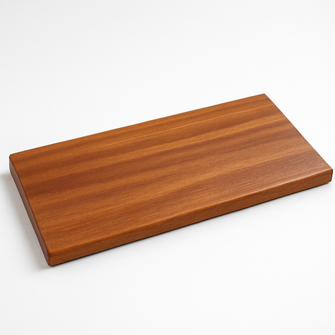 Solid Mahogany cutting board on a white background