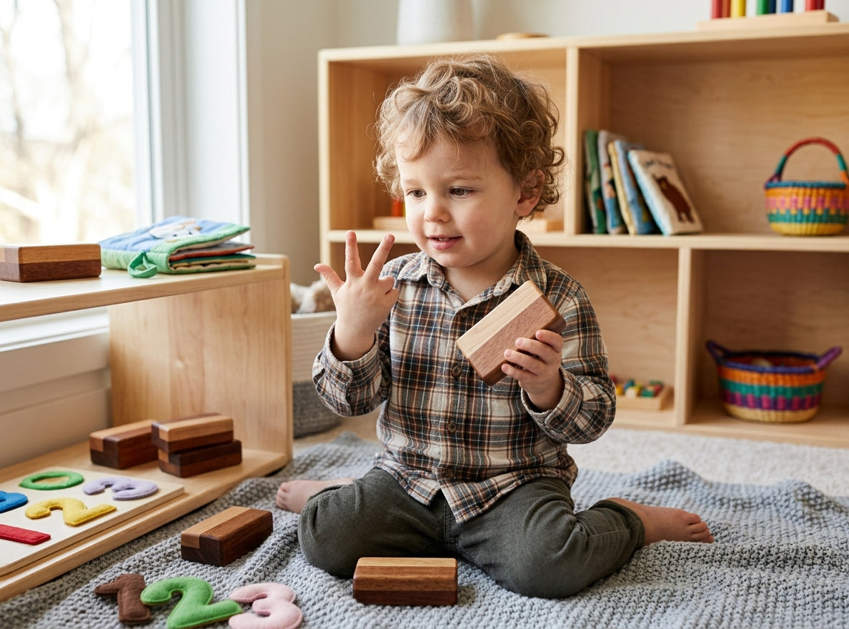Heirloom Wooden 1-2-3 Math & Counting Blocks | Solid African Mahogany