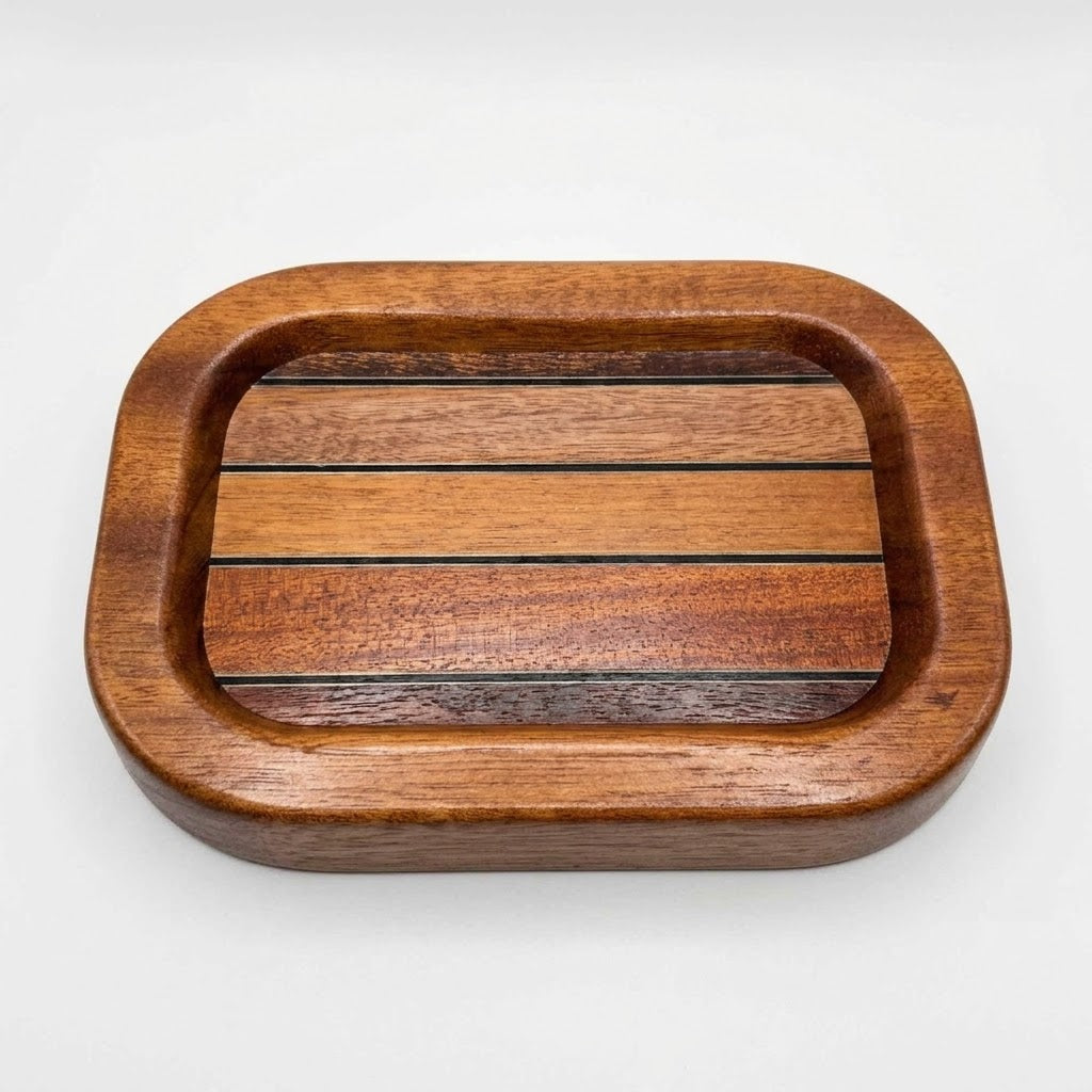 Ariston — Solid Mahogany Nautical Valet Tray with Yacht Decking
